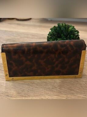 Tory Burch tortoiseshell and gold large Sunglass/ eyeglass case
